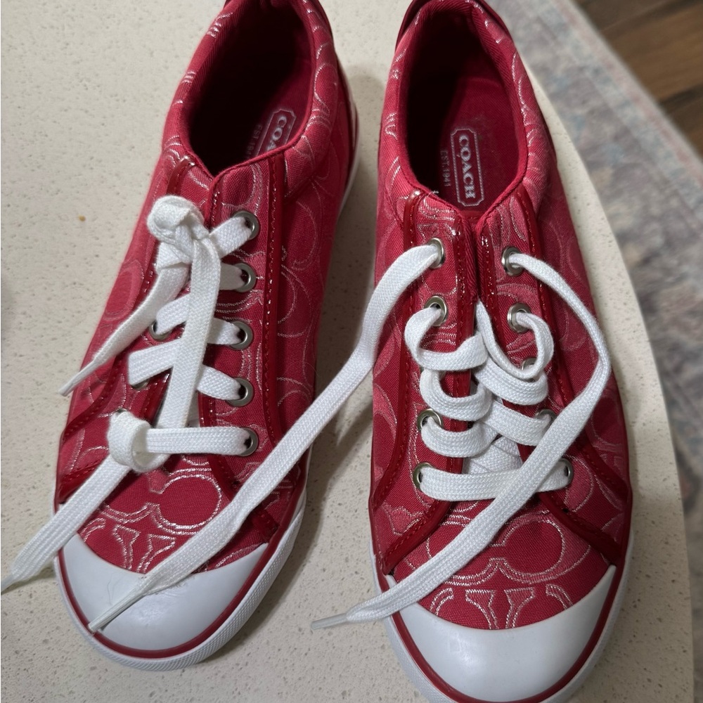 Coach Women’s Red Signature Low-Top Sneakers